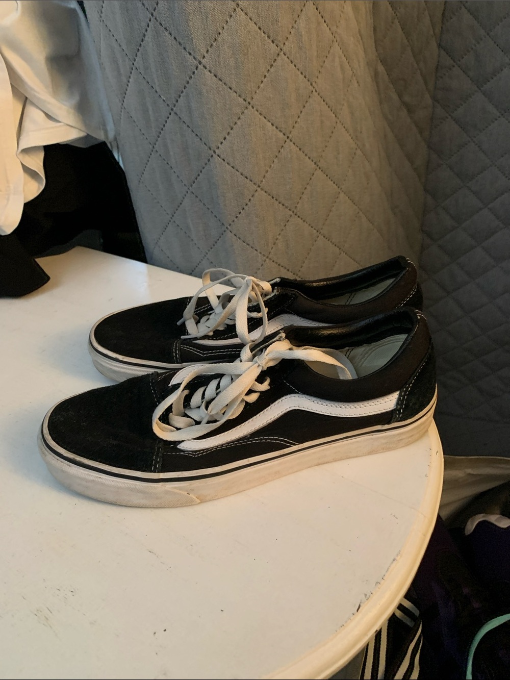 Vans Black and White Low-Top Skate Sneakers